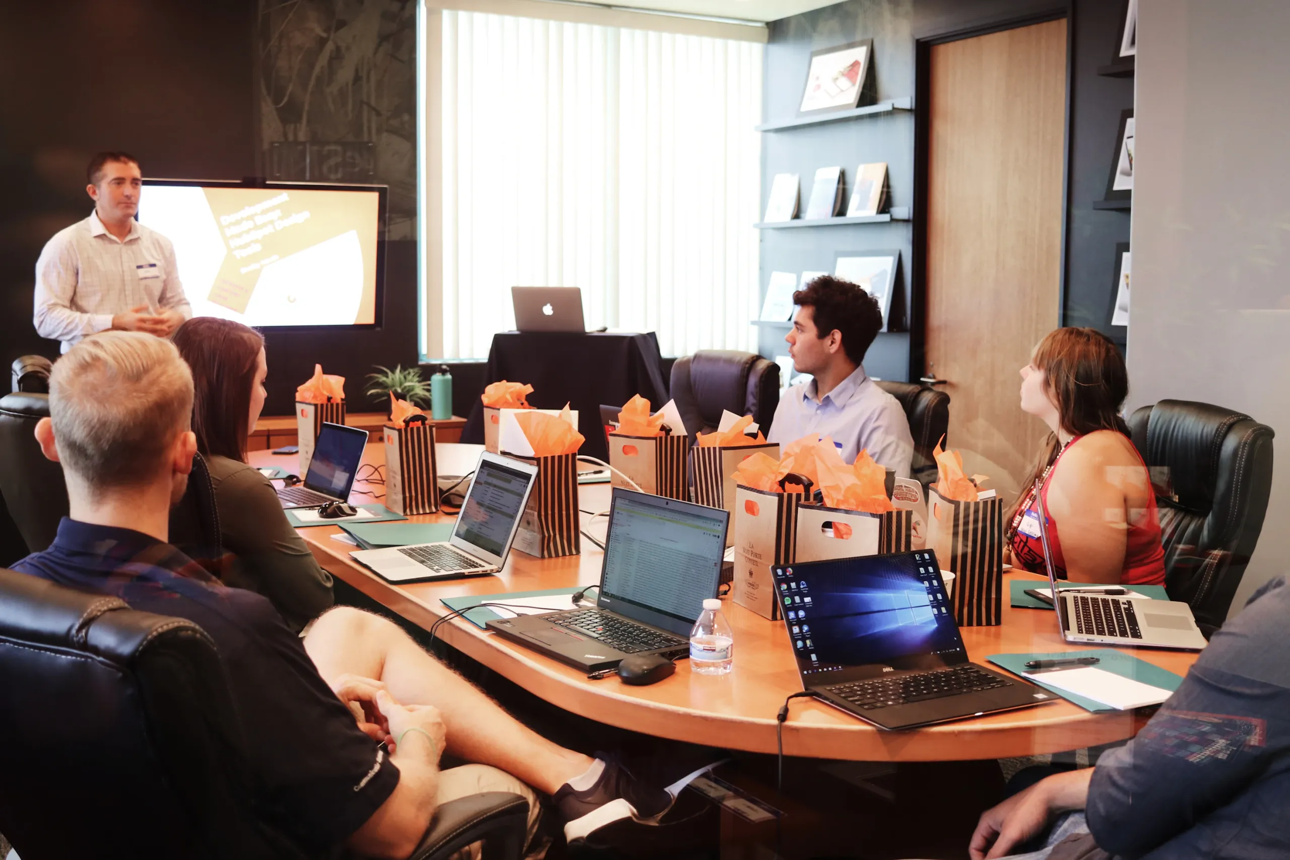 A high-performing team working together